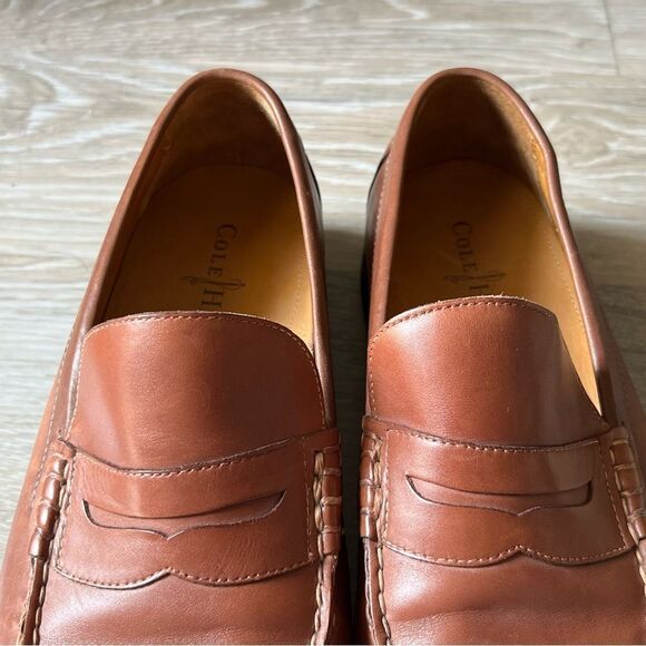 NEW Cole Haan Nike Air C08390 Tan Brown Leather Slip On Penny Loafer Shoe 10.5 main image 10